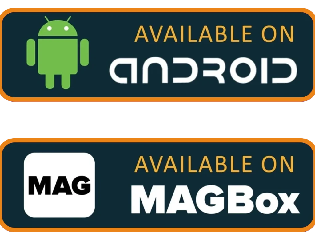 Create an image showing various device icons with their corresponding streaming services. Include icons for Android, MAG, Fire TV, Chrome, Windows, LG Smart TV, iOS, and Smart TV with labels like ‘Available on’ for each. The design should be vibrant and modern, showcasing the versatility and availability of streaming on different platforms with a sleek, user-friendly interface."